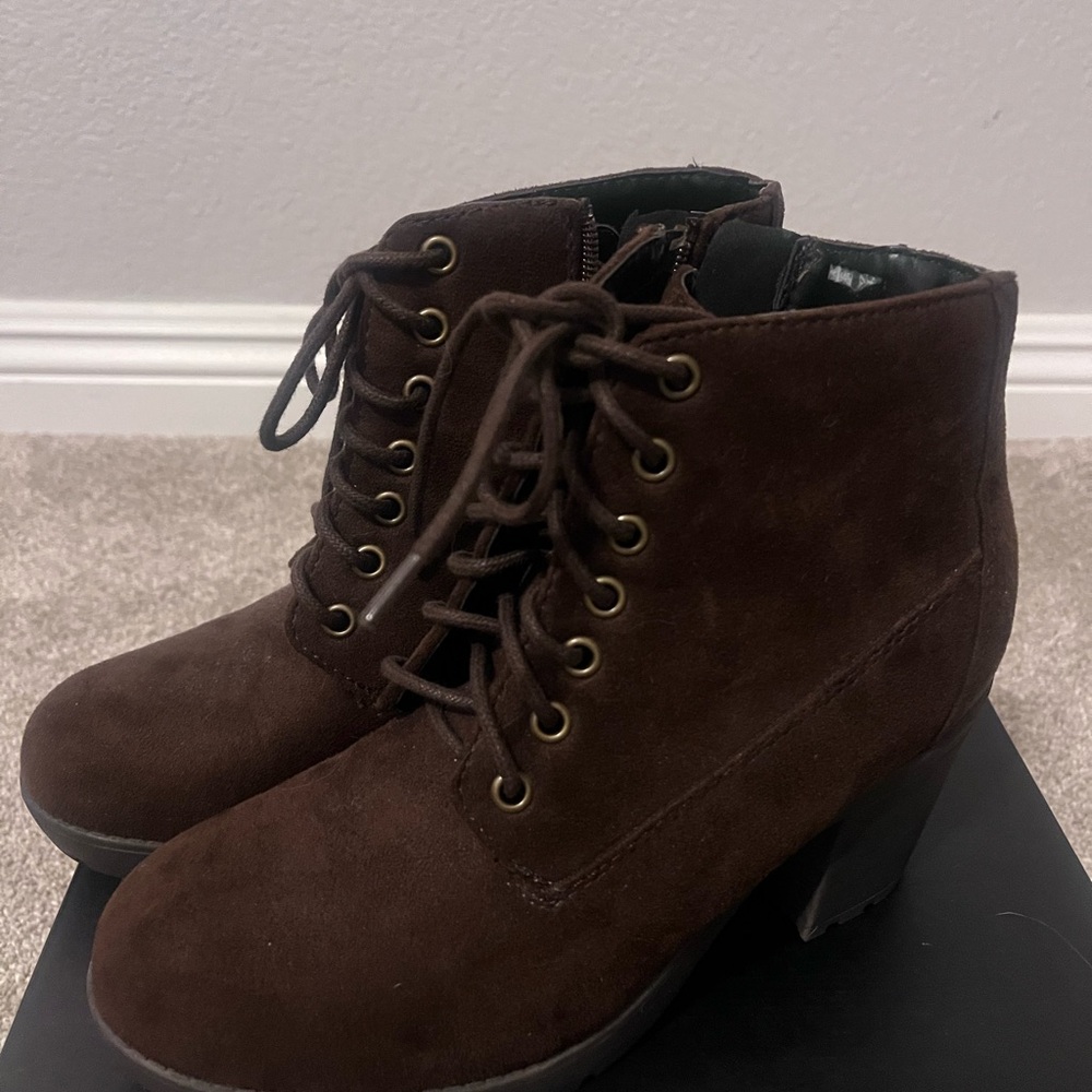 Soda Dark Brown Lace Up Boots